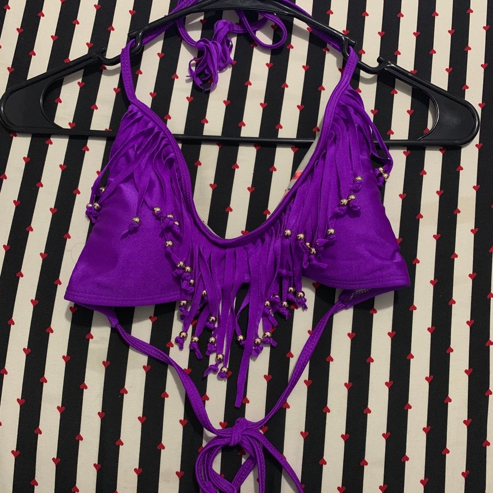 raisins women's beaded bikini top